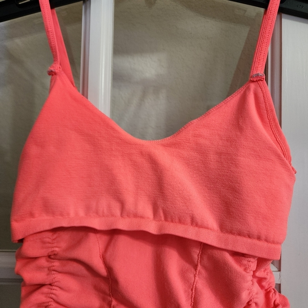 Free People Movement XS/S Coral Longline Bralette Crop Tank Ruched Built In Bra - Picture 7 of 11